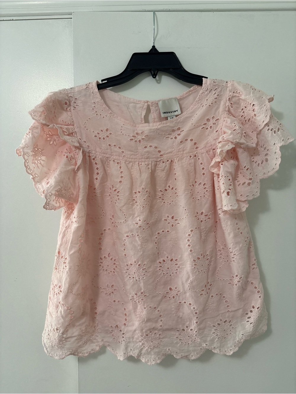 100% Cotton Floral Eyelet Pink Blouse